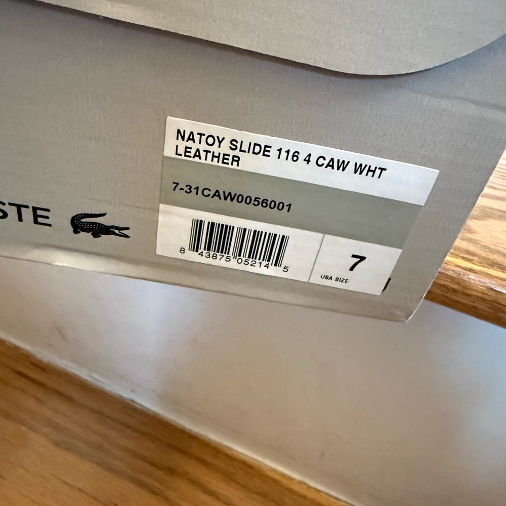 Lacoste White Leather Slides